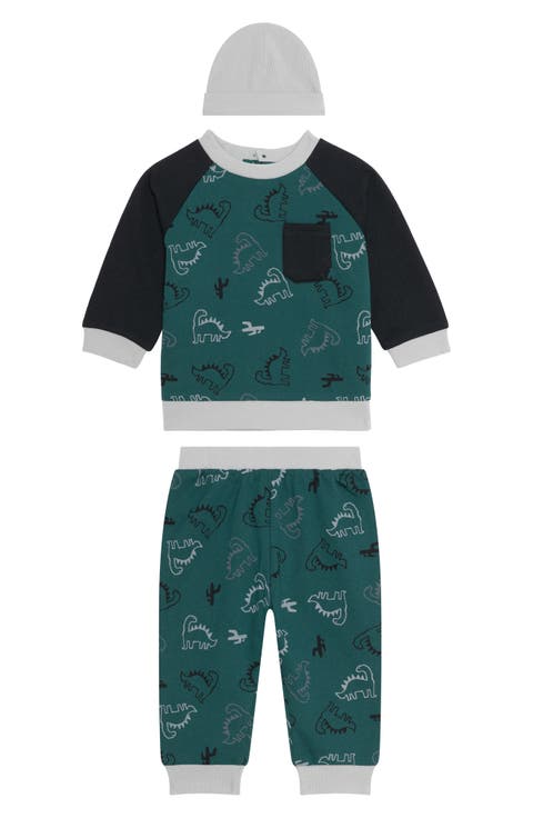 Colorblock Sweatshirt, Joggers & Hat Set (Baby)