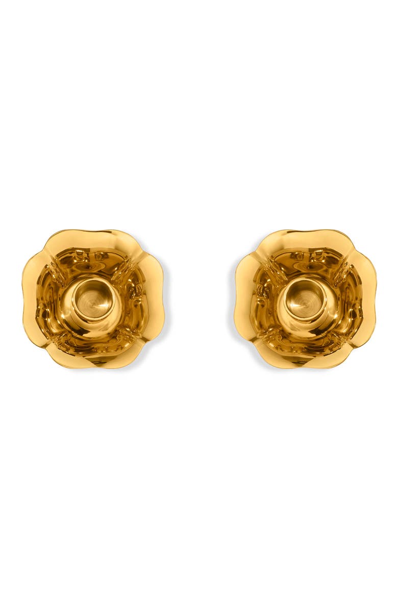 Olivia Set of Two Taper Candleholders, Alternate, color, BRASS