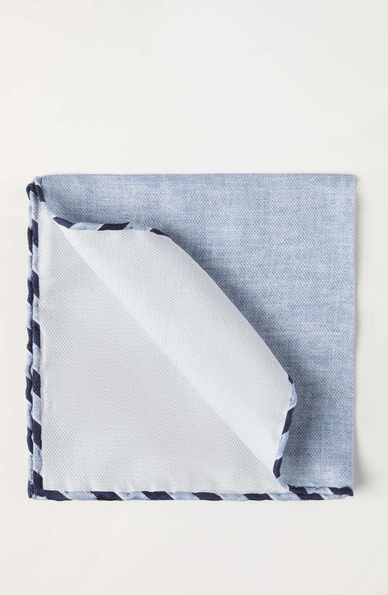 Brunello Cucinelli Silk pocket square, Alternate, color, Azure