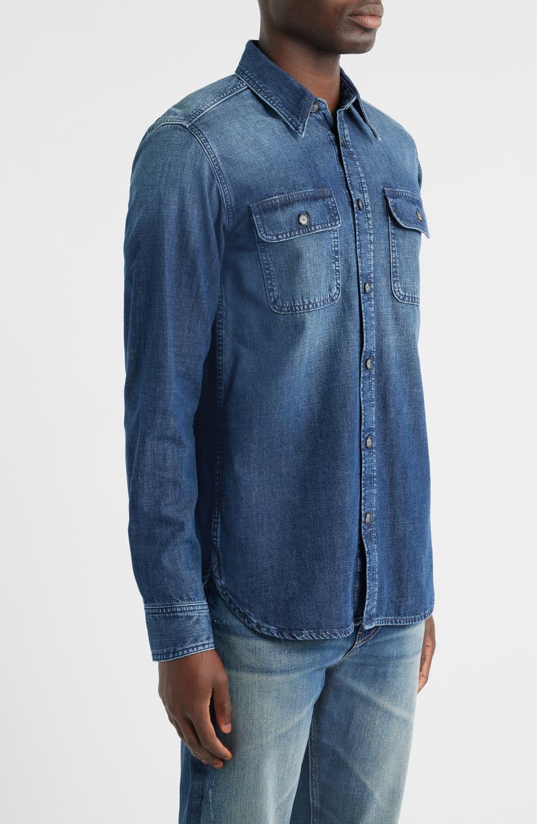 BOSS x Beckham Denim Button-Up Shirt, Alternate, color, Medium Blue