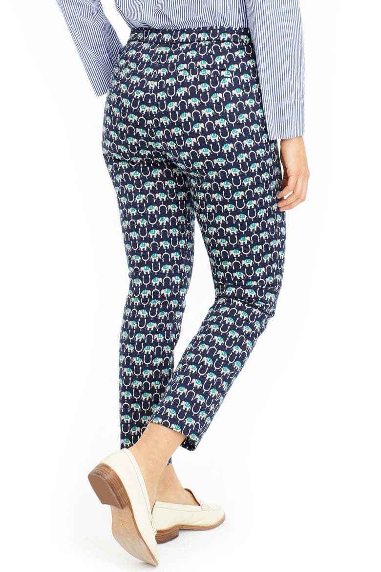 Martie Elephant Print Slim Crop Pants, Alternate, color, BRIGHT NAVY