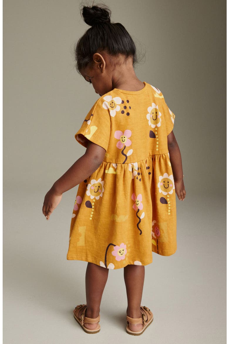 Kids' Floral Cotton Dress, Alternate, color, BROWN