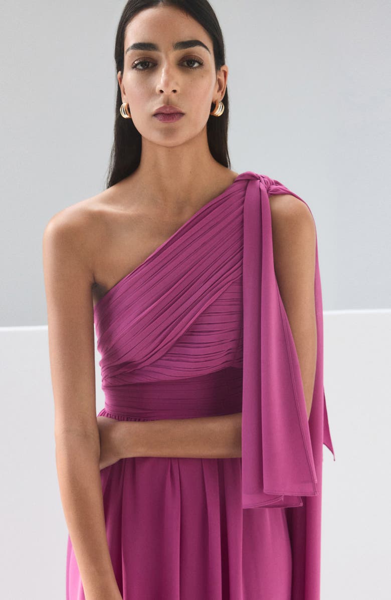 MANGO One-Shoulder Dress, Alternate, color, 