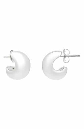 KARAT RUSH Rhodium Plated Sterling Silver Puffed Three-Quarter Hoop Earrings
