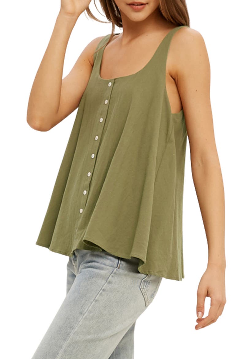 Button Front Cotton Gauze Tank, Alternate, color, OLIVE