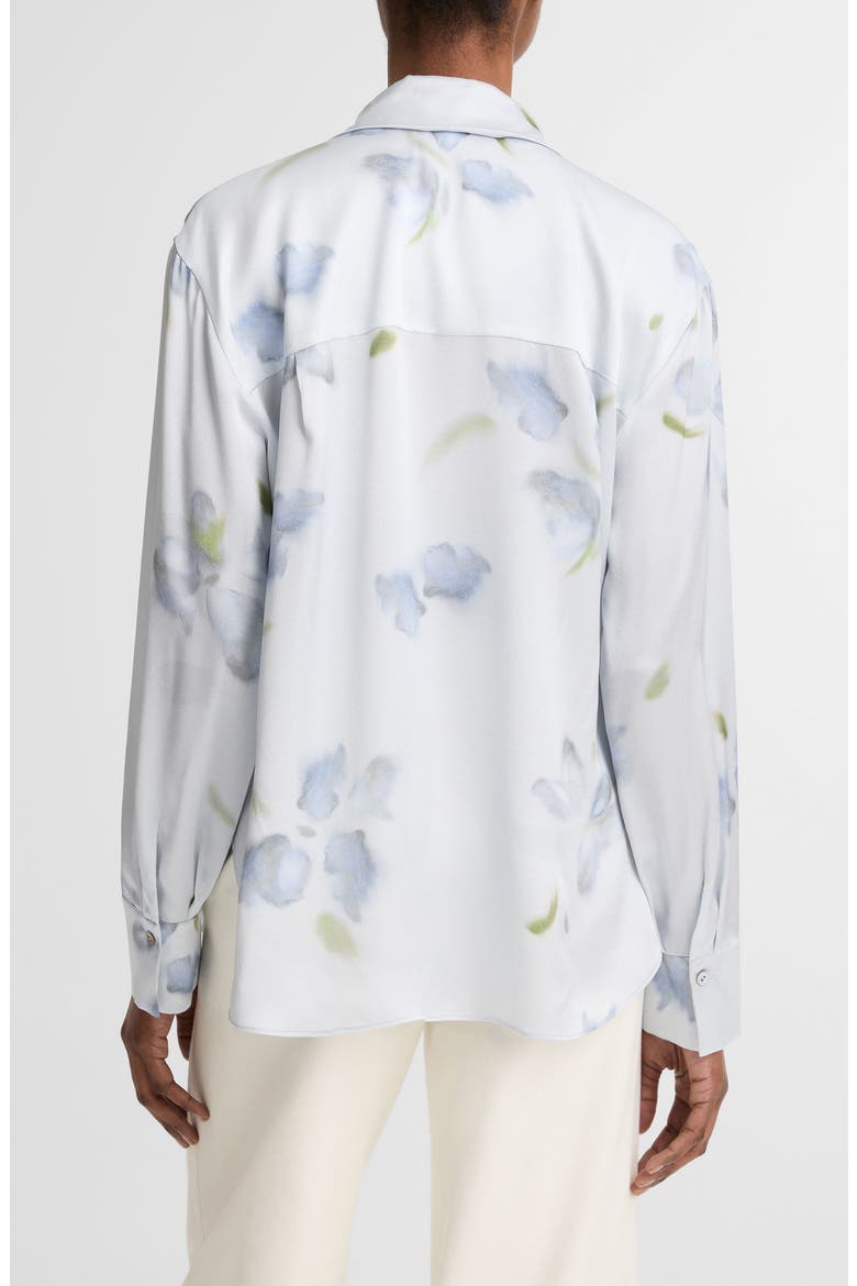 Petal Blur Floral Silk Button-Up Shirt, Alternate, color, SOFT GREY