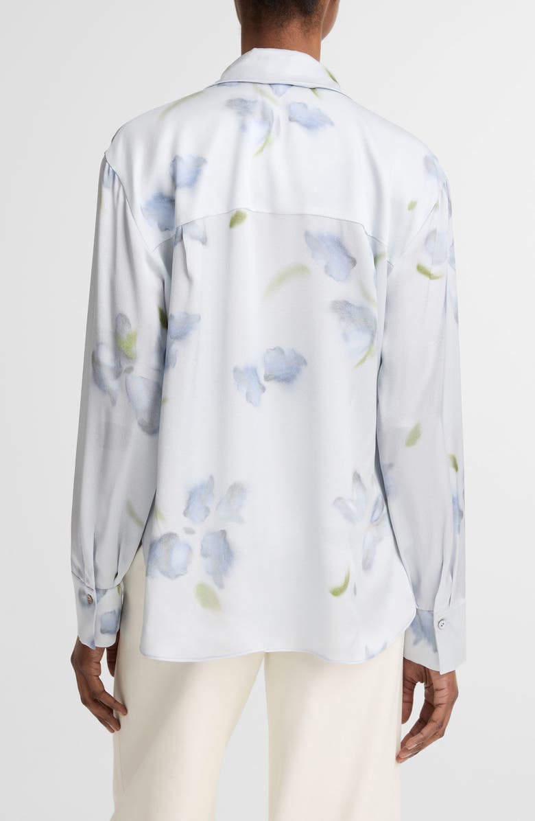 Vince Petal Blur Floral Silk Button-Up Shirt, Alternate, color, Soft Grey