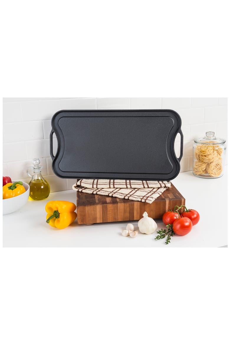 20-Inch Cast Iron Double Burner Reversible Griddle & Grill, Alternate, color, BLACK