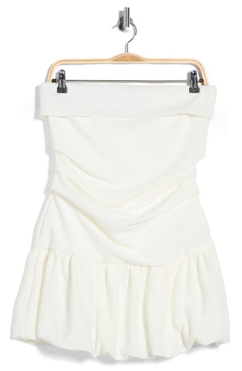 Ruched Strapless Bubble Hem Minidress