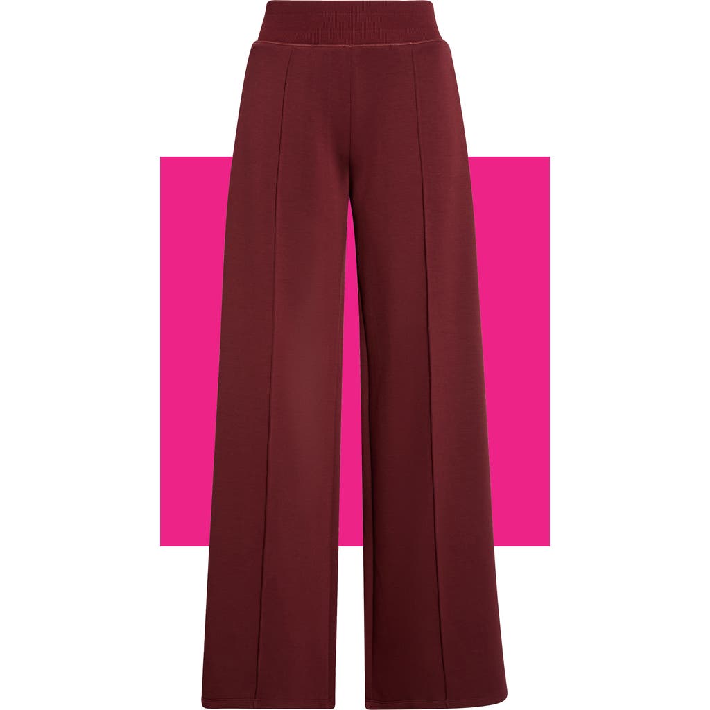 Theo And Spence Pleated Wide Leg Knit Pants In Burgundy
