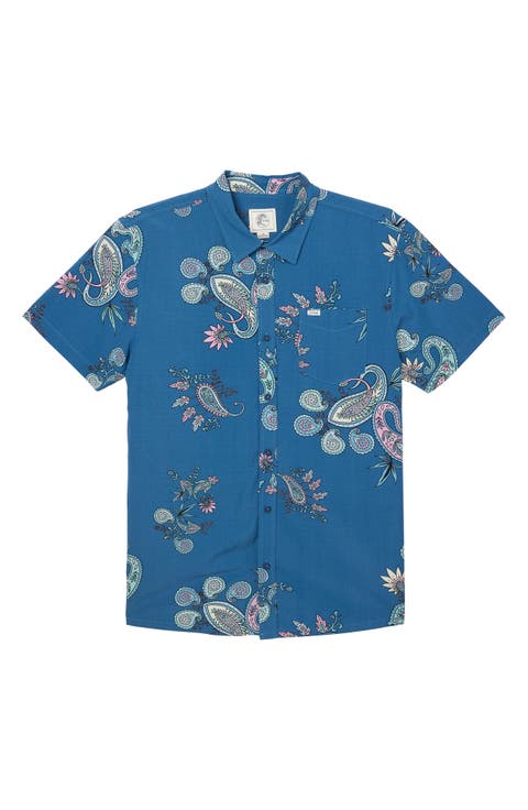 Standard Fit Abstract Print Short Sleeve Button-Up Shirt