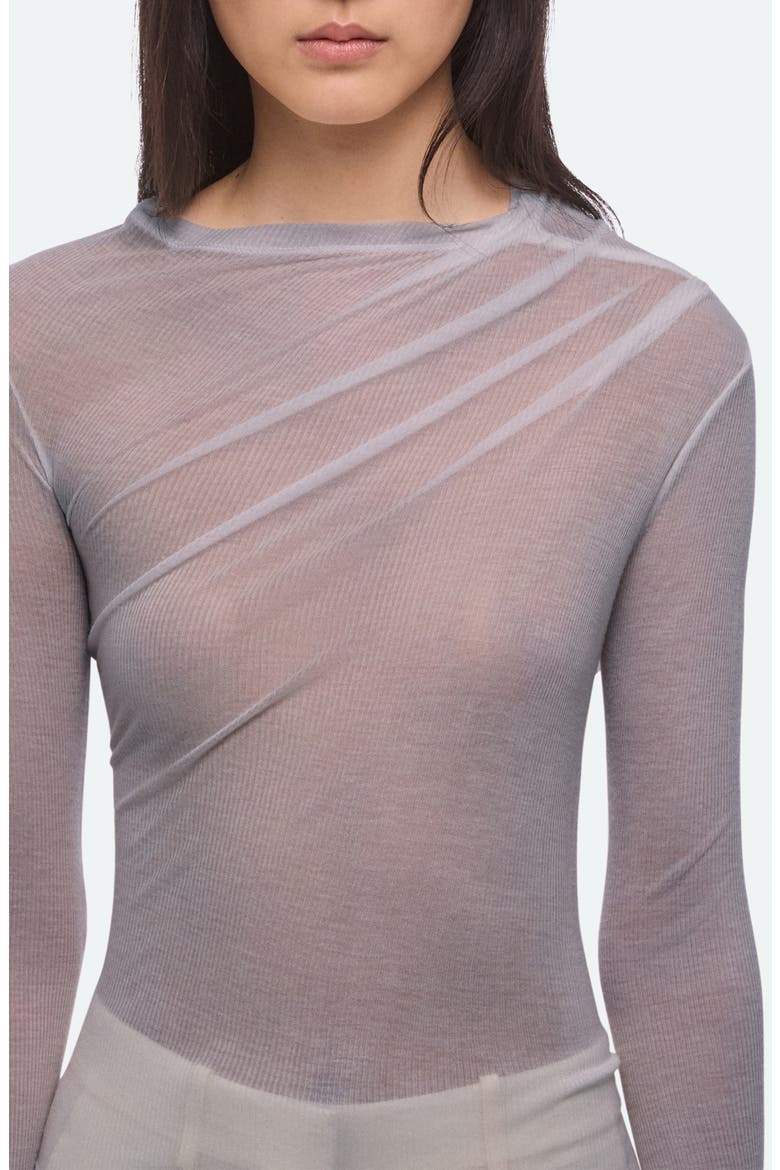 Twist Long Sleeve Sheer Top, Alternate, color, DARK GREY