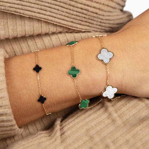 The Lovery Fine Jewelry Small Malachite Clover Bracelet In Green