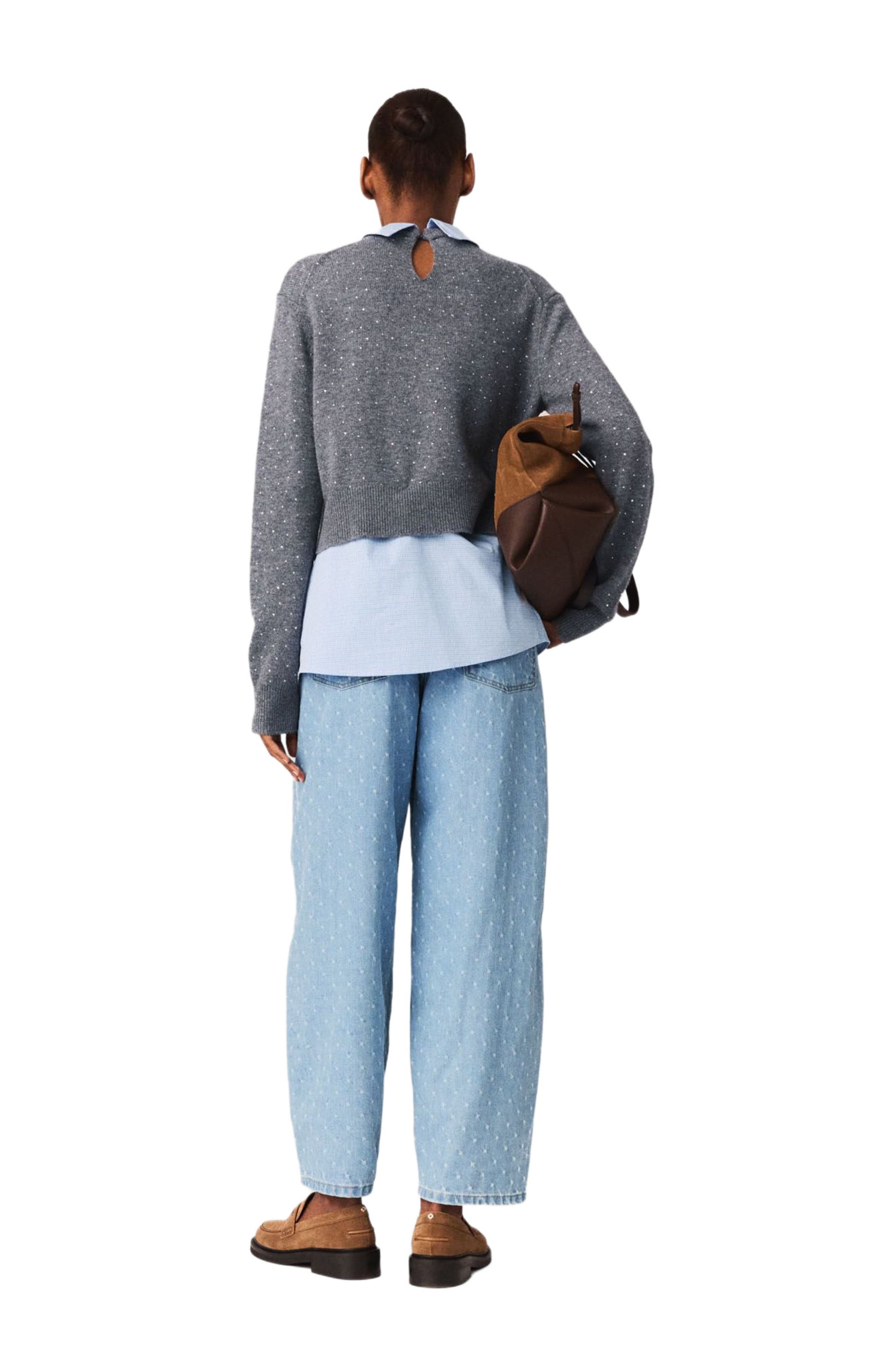 Removable rhinestone trim sweater - image 2