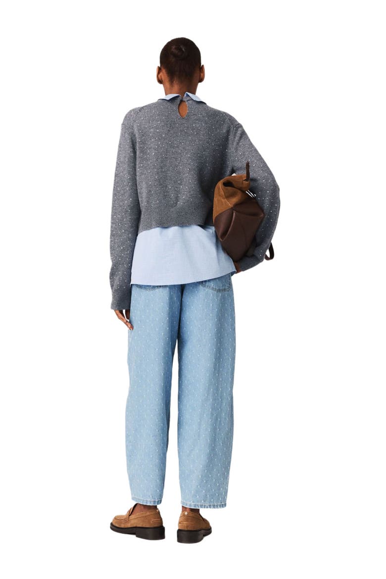 Removable rhinestone trim sweater, Alternate, color, Grey