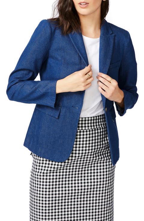 Single Button Twill Blazer