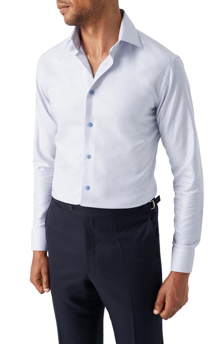 Eton Slim Fit Textured Solid Cotton Shirt, Main, color,