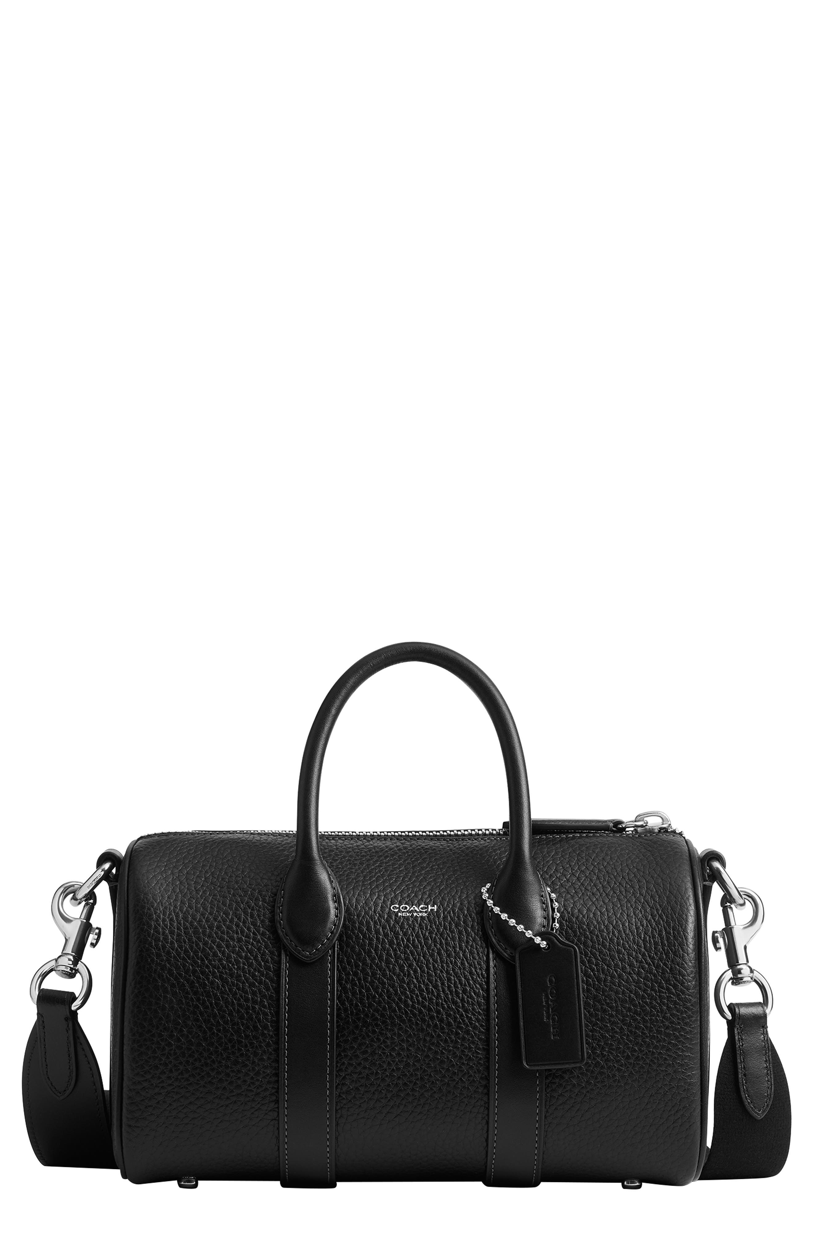 COACH Compass Signature 25 Leather Duffle Bag, Main, color, Black