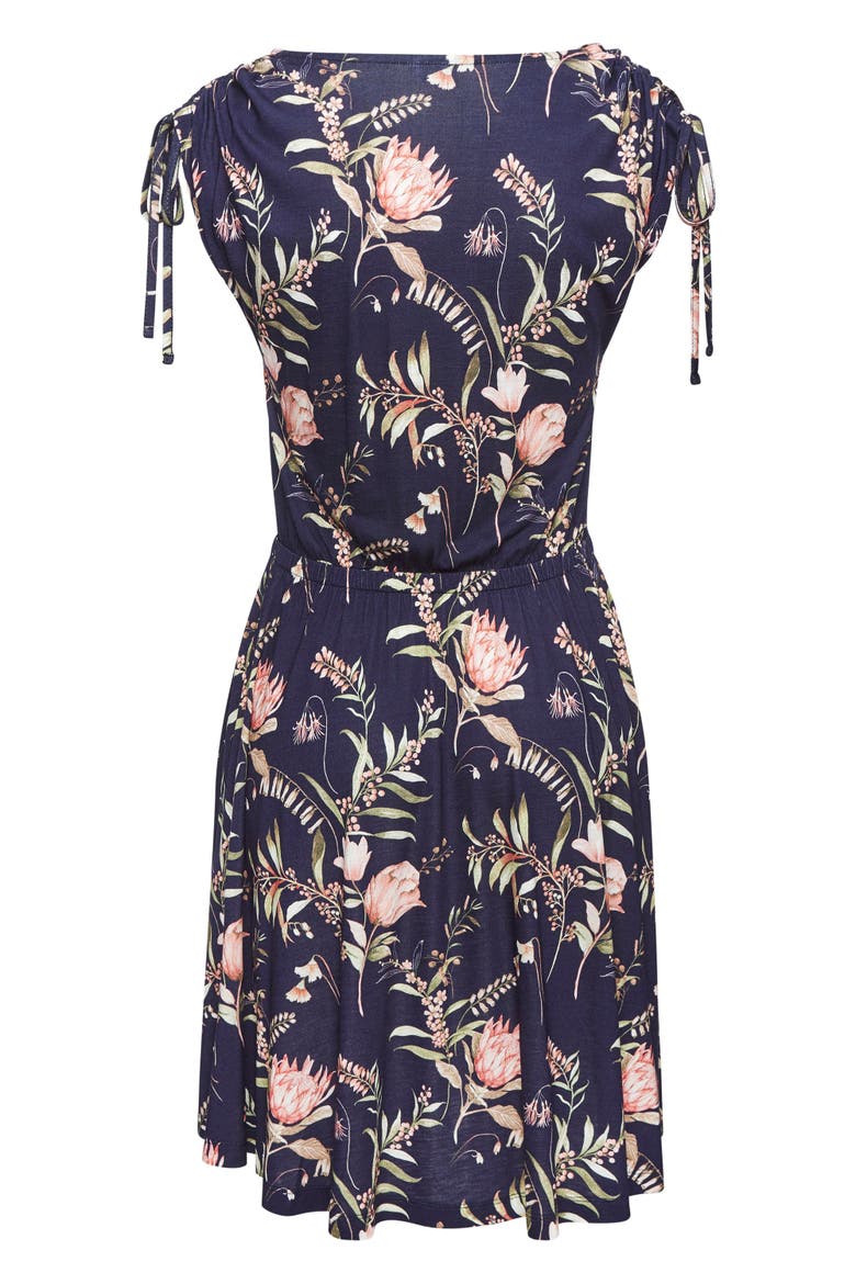 Tie Detail Dress, Alternate, color, Navy Printed