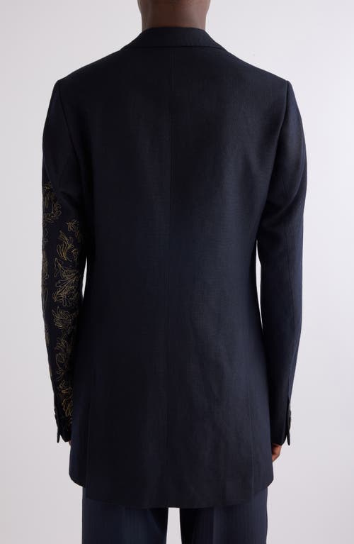 Dries Van Noten Barton Embellished Wool-blend Blazer In Navy