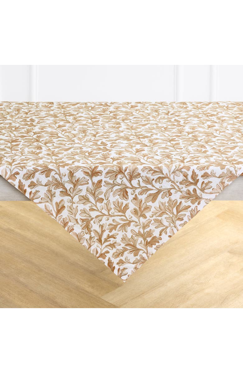 Solino Home Linen Table Throw 52 x 52 Inch for Dining Table, Holiday and Everyday Table Decor - Fallen Leaves, Alternate, color, Autumn