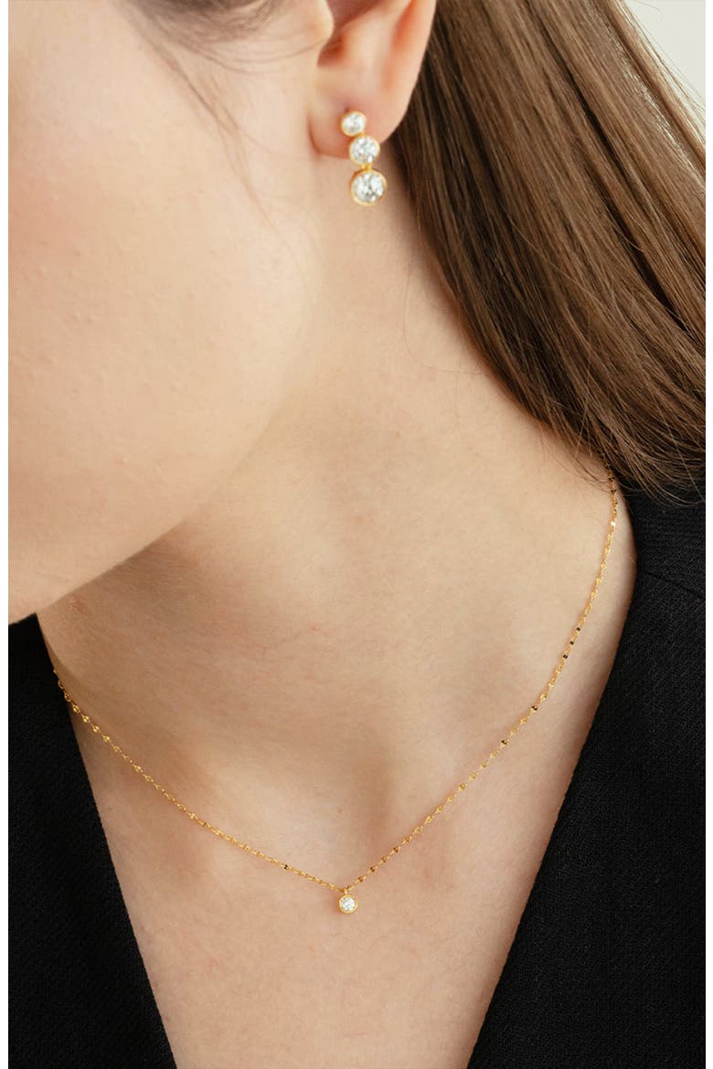Sterling Silver 18k Gold Plated Rosie Necklace Dainty Minimalist, Alternate, color, Gold
