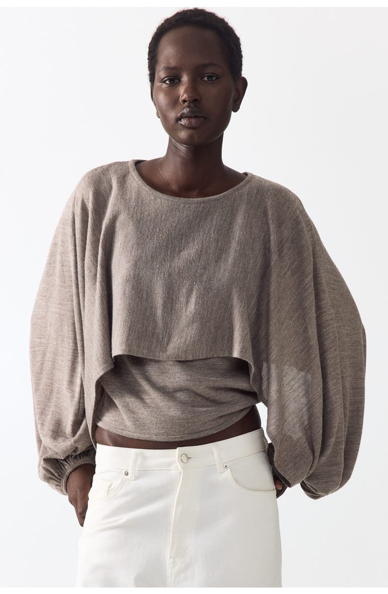 H&M Layered Fine-knit Top, Alternate, color, Taupe