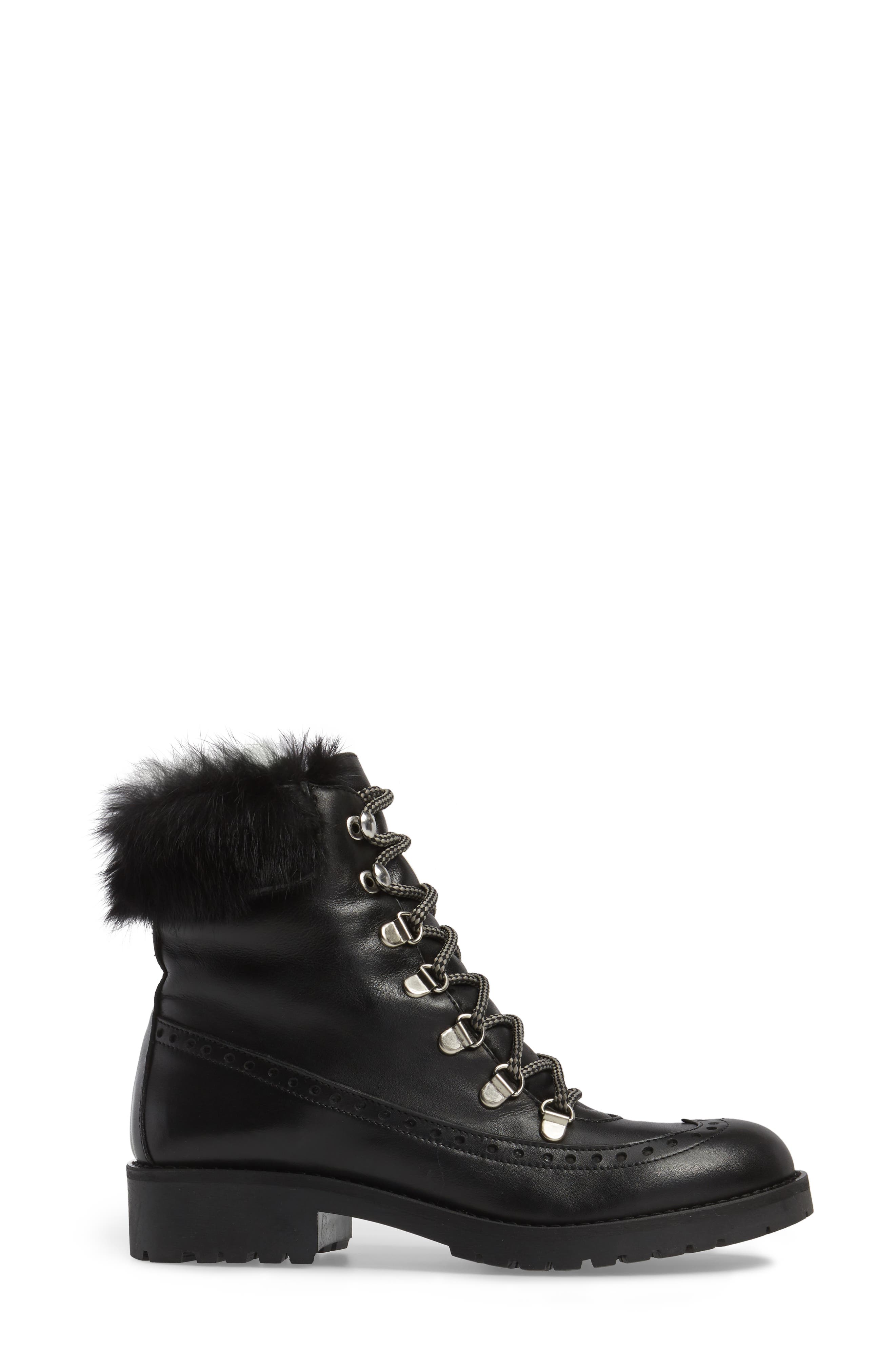Charles David Rugby Genuine Rabbit Fur Lace-Up Boot, Alternate, color, 