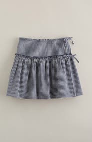Nordstrom Kids' Gingham Faux Wrap Cotton Skirt