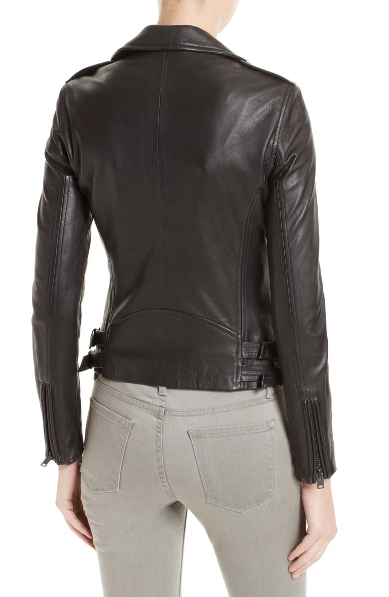 IRO 'Han' Lambskin Leather Moto Jacket, Alternate, color, Black/ Black