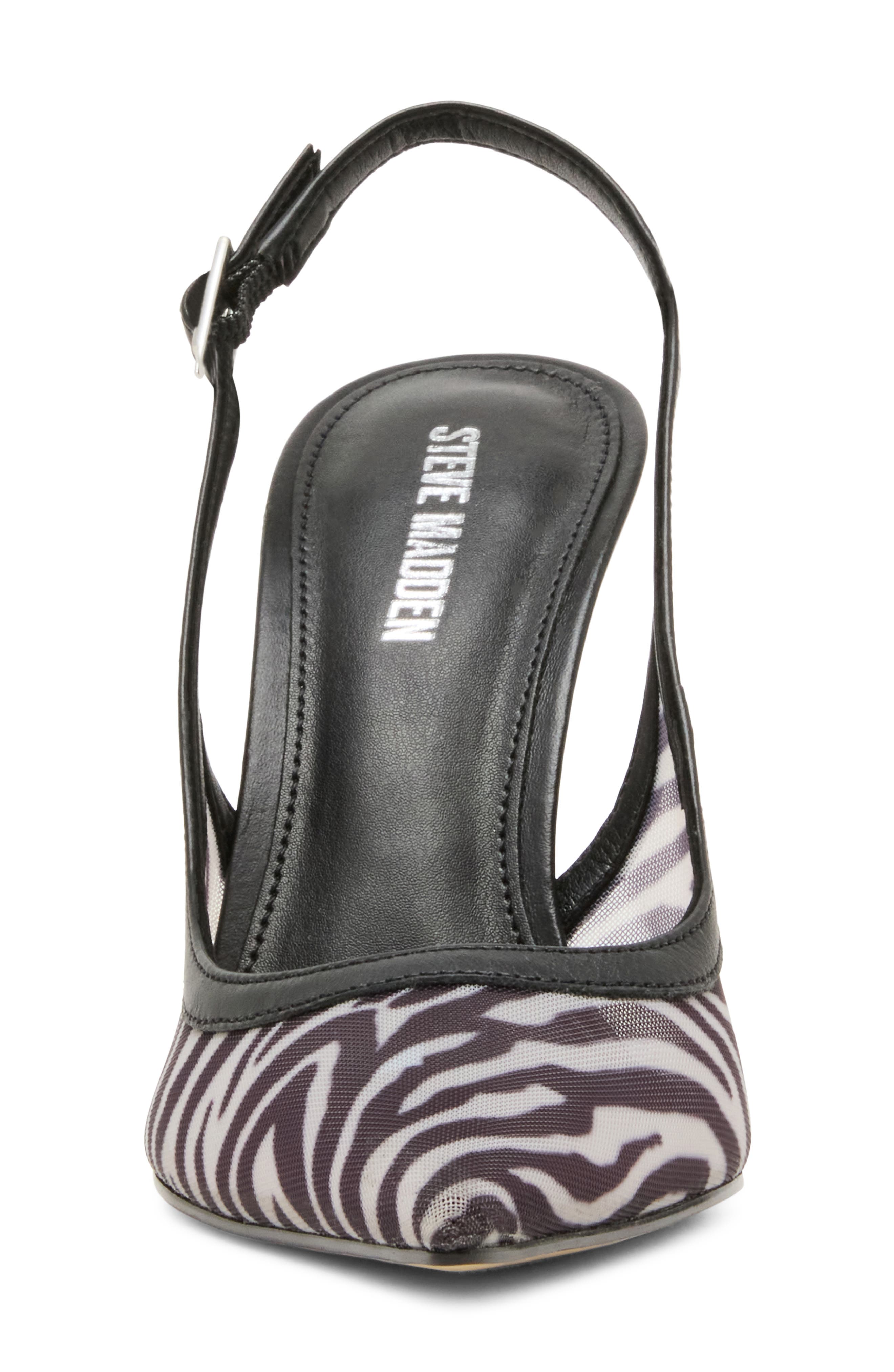 Steve Madden Blare Slingback Pointed Toe Pump, Alternate, color, Zebra Mesh