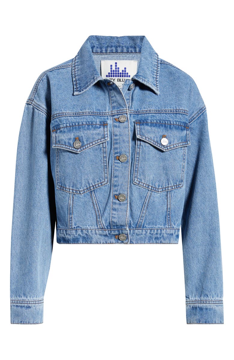 CITY BLUES Patch Pocket Crop Denim Jacket, Main, color, Vintage Wash