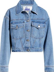 CITY BLUES Patch Pocket Crop Denim Jacket