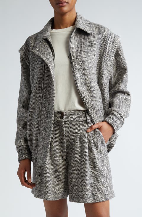 Journey Wool Blend Herringbone Bomber Jacket
