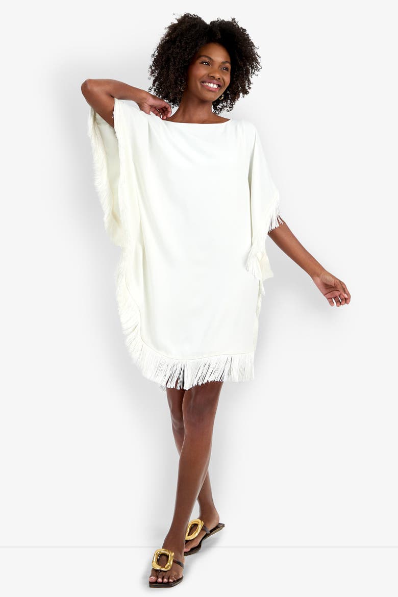 Mini Neena Fringe Dress, Alternate, color, Black