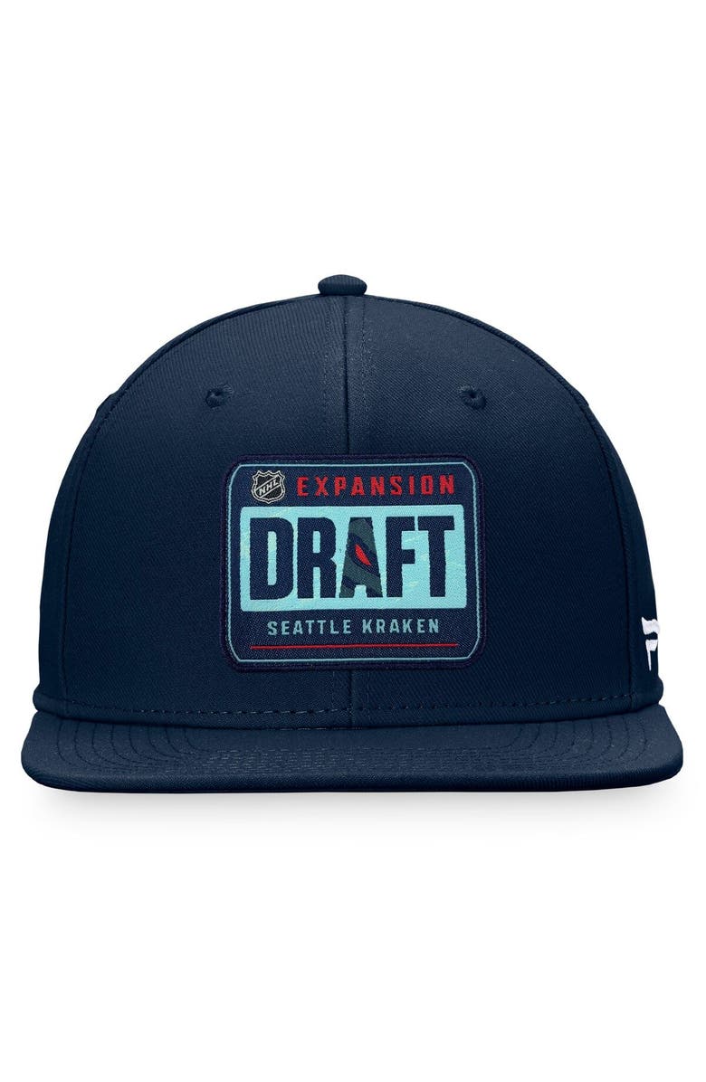 FANATICS Men's Fanatics Branded Navy Seattle Kraken 2021 NHL Expansion Draft Snapback Adjustable Hat, Alternate, color,