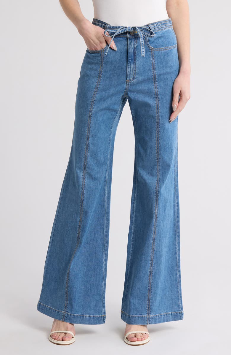 Cinq à Sept Tansy Tie Waist Flare Leg Jeans, Main, color, 