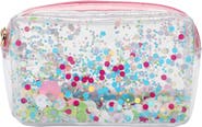 PACKED PARTY Multicolor Confetti Clear Vinyl Zip Pouch - Trapped Confetti Vinyl Organizer for Makeup Travel School Supplies with Signature Confetti Pouch