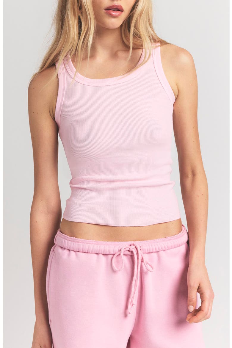 Stretch Cotton Rib Scoop Tank, Main, color, CHERRY BLOSSOM