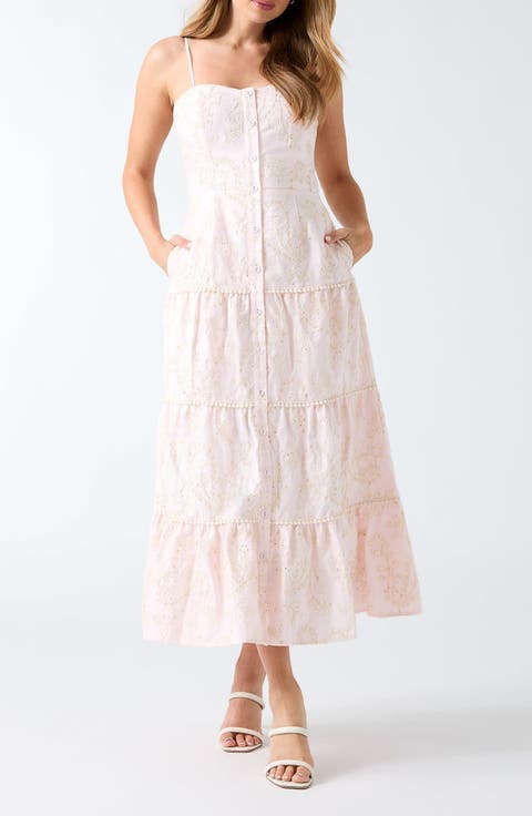 Evelyn Eyelet Embroidery Midi Dress
