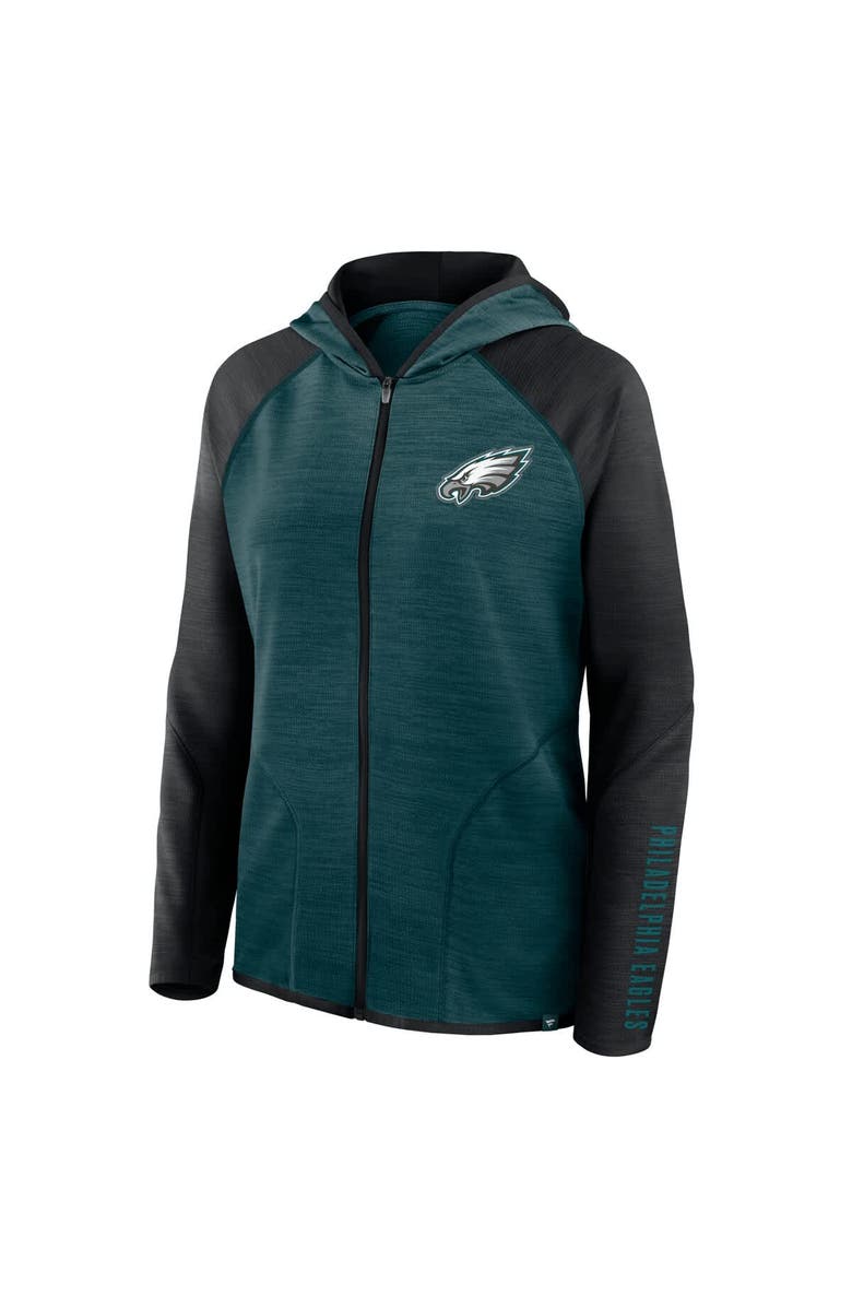 FANATICS Women's Fanatics Midnight Green/Black Philadelphia Eagles Redzone End Around Pass Raglan Full-Zip Hoodie, Alternate, color, Green