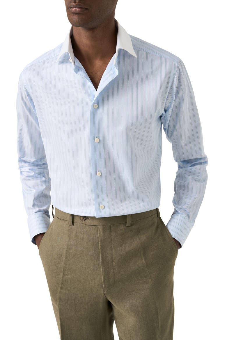 Slim Fit Stripe Dress Shirt, Main, color, LIGHT BLUE
