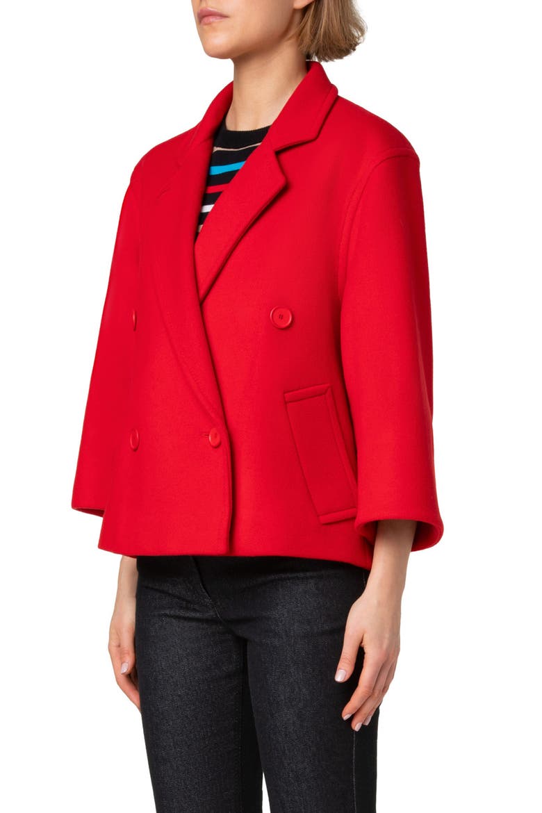 Double Breasted Wool Blend Car Coat, Alternate, color, LIPSTICK
