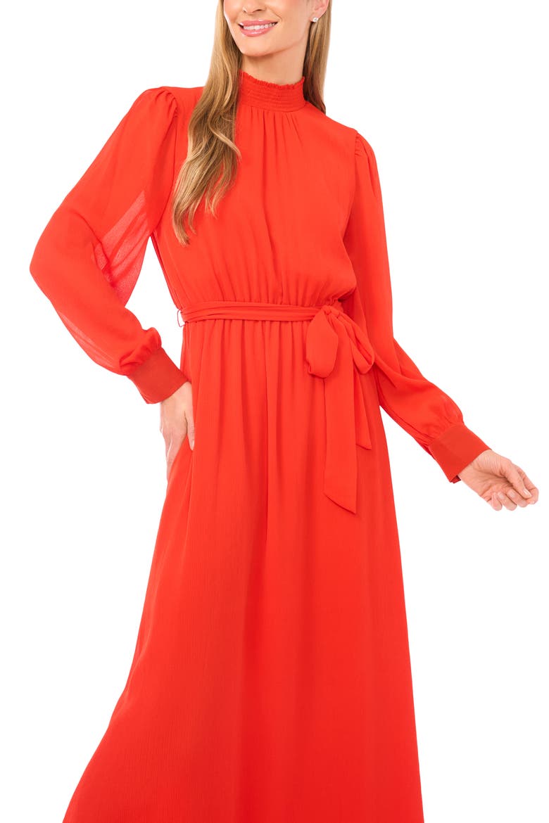 Long Sleeve Maxi Dress, Alternate, color, POINCIANA