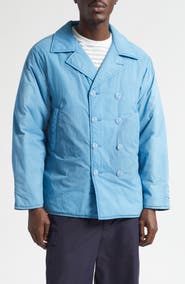 BEAMS P-Coat Pigment Dyed Nylon Double Breasted Jacket
