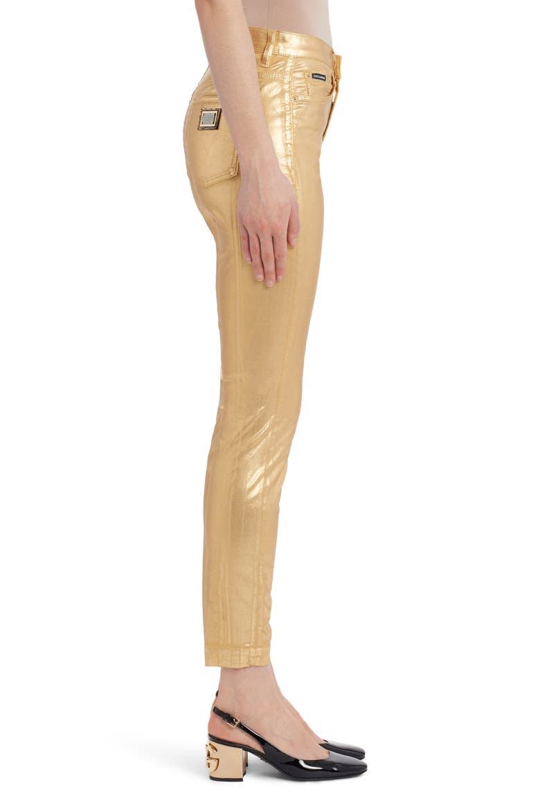 Grace Laminated Skinny Ankle Jeans, Alternate, color, GOLD