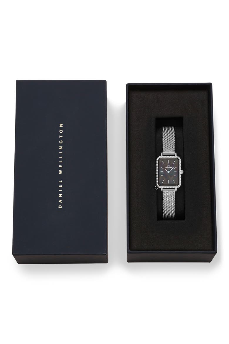 Quadro Charm Mesh Strap Watch, 20mm, Alternate, color, SILVER