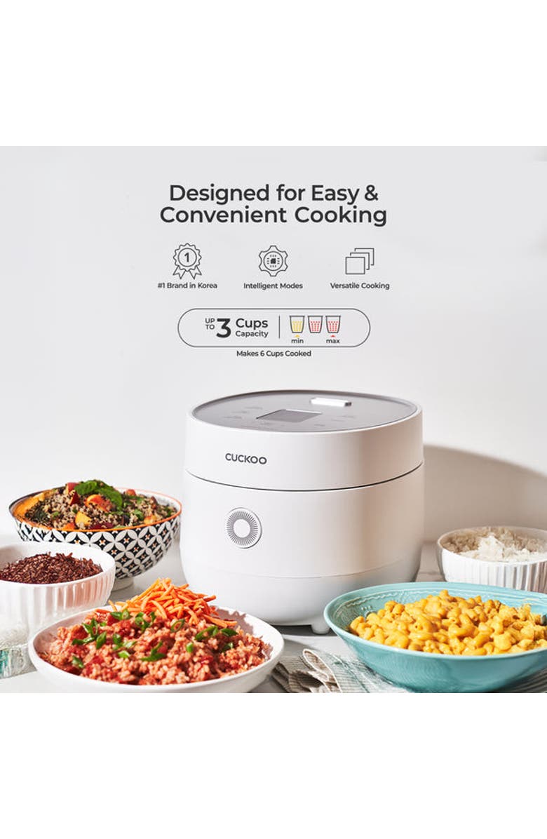 Cuckoo 3 Cup (Uncooked)Micom Rice Cooker with Nonstick Inner Pot, Auto Clean, Alternate, color, White