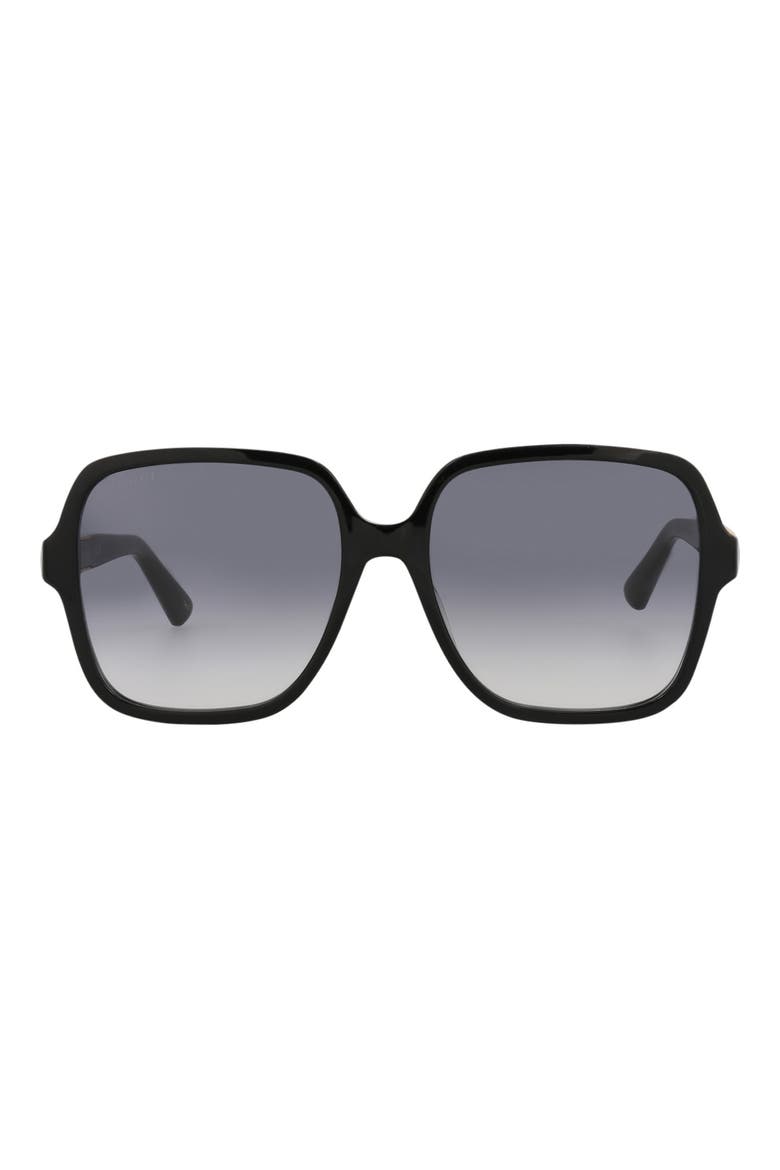 58mm Square Sunglasses, Main, color, BLACK BLACK GREY