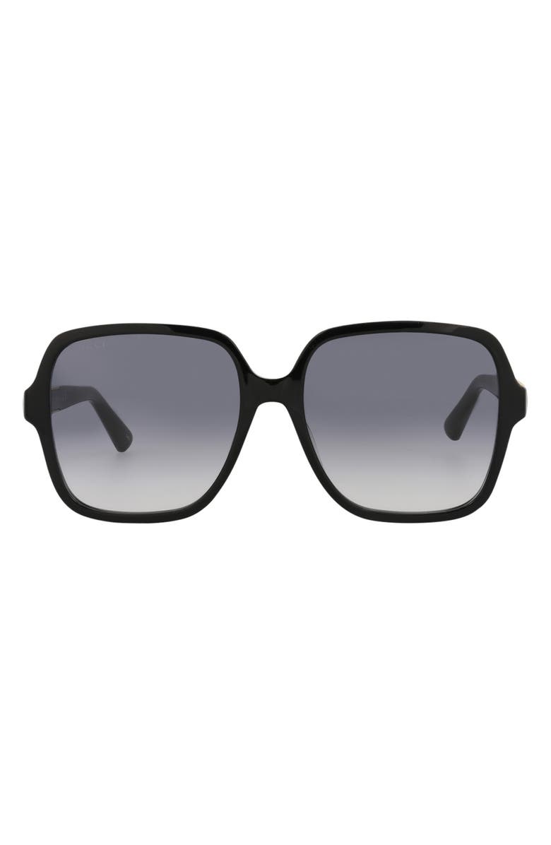 Gucci 58mm Square Sunglasses, Main, color, Black Black Grey
